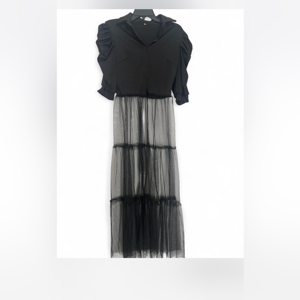 Elegant Black Sheer maxi top